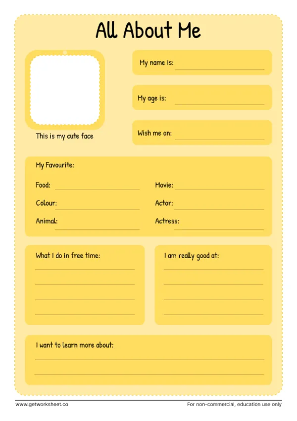 Free all about me worksheets – free printable worksheets preview