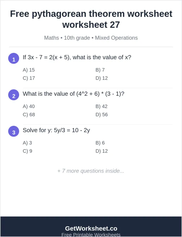 Free Pythagorean theorem worksheets – free printable worksheets preview