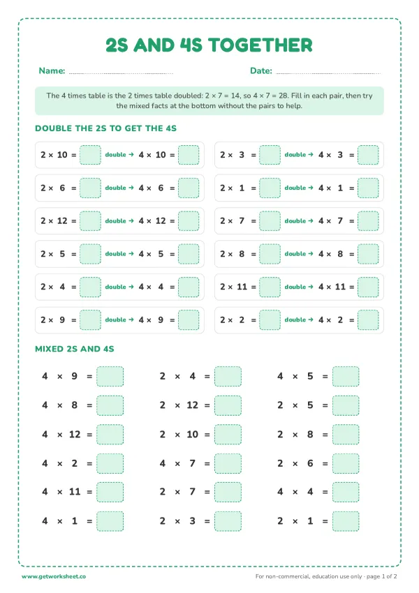 2s and 4s together: double the 2s, page 1 preview