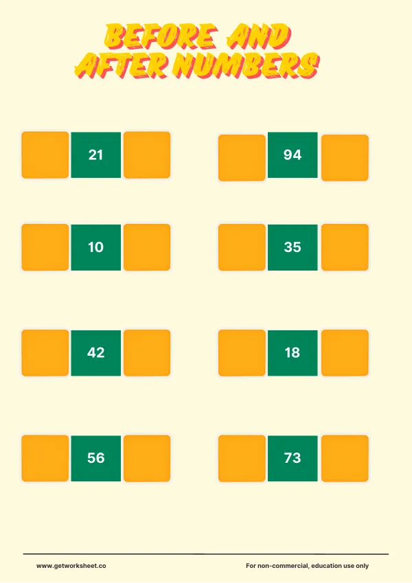Free before and after numbers worksheets – free printable worksheets preview