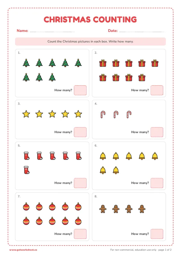 Free Christmas math worksheets – free printable worksheets preview