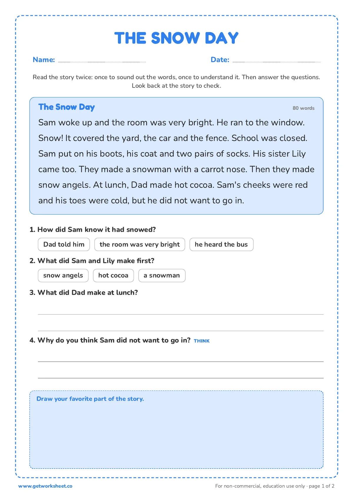 Christmas Reading Comprehension Worksheets: 6 Free PDFs, K-3