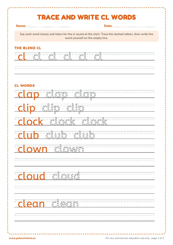 Free cl blend worksheets – free printable worksheets preview