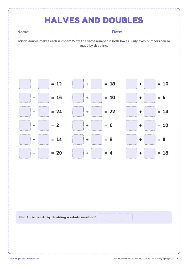 Which double makes it? Set 2, page 1 preview