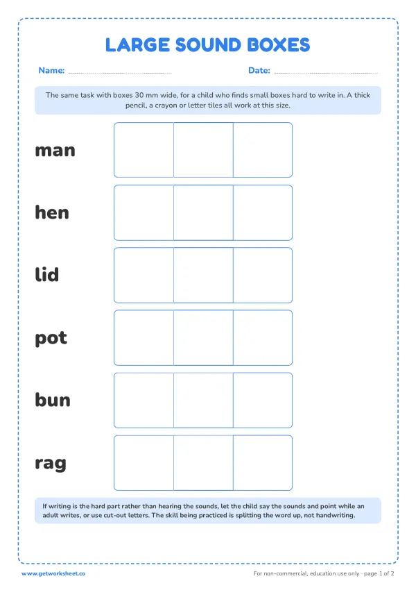 Large sound boxes: 30 mm wide, 6 words, page 1 preview