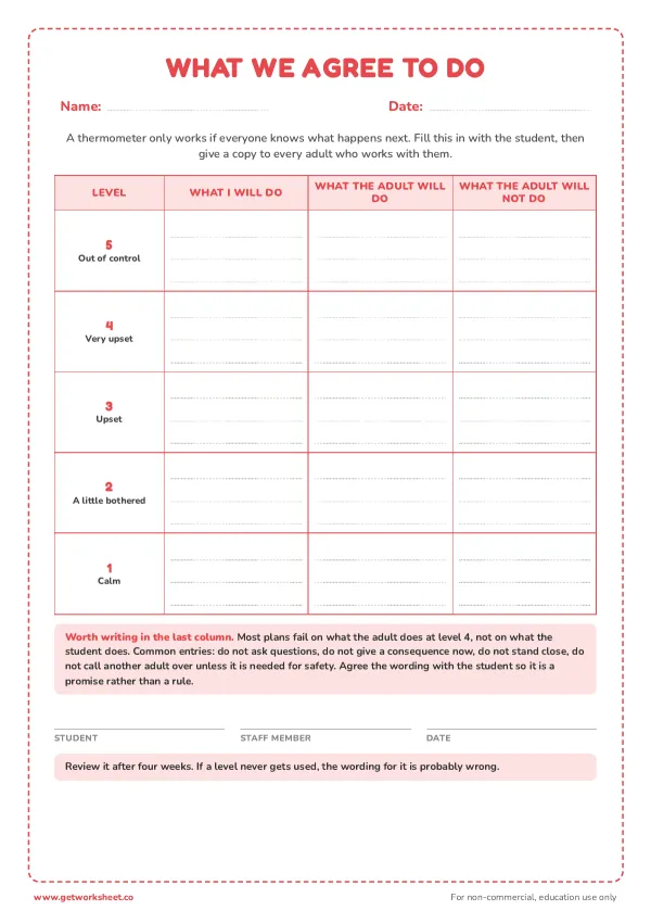 Level and adult response agreement, page 1 preview