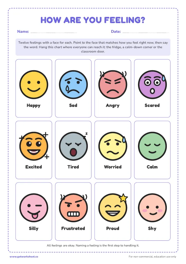 Free feelings chart printables – free printable worksheets preview