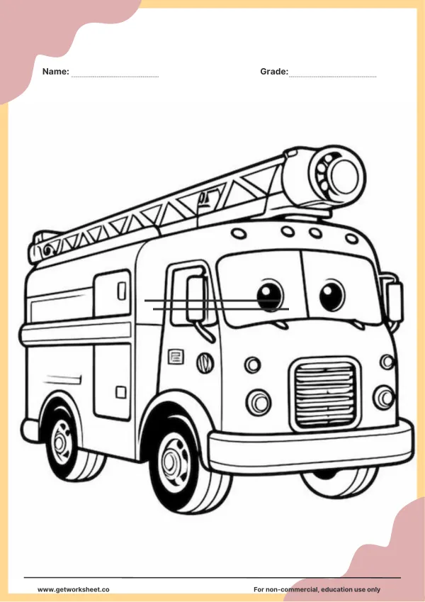Free fire truck coloring page printable – free printable worksheets preview