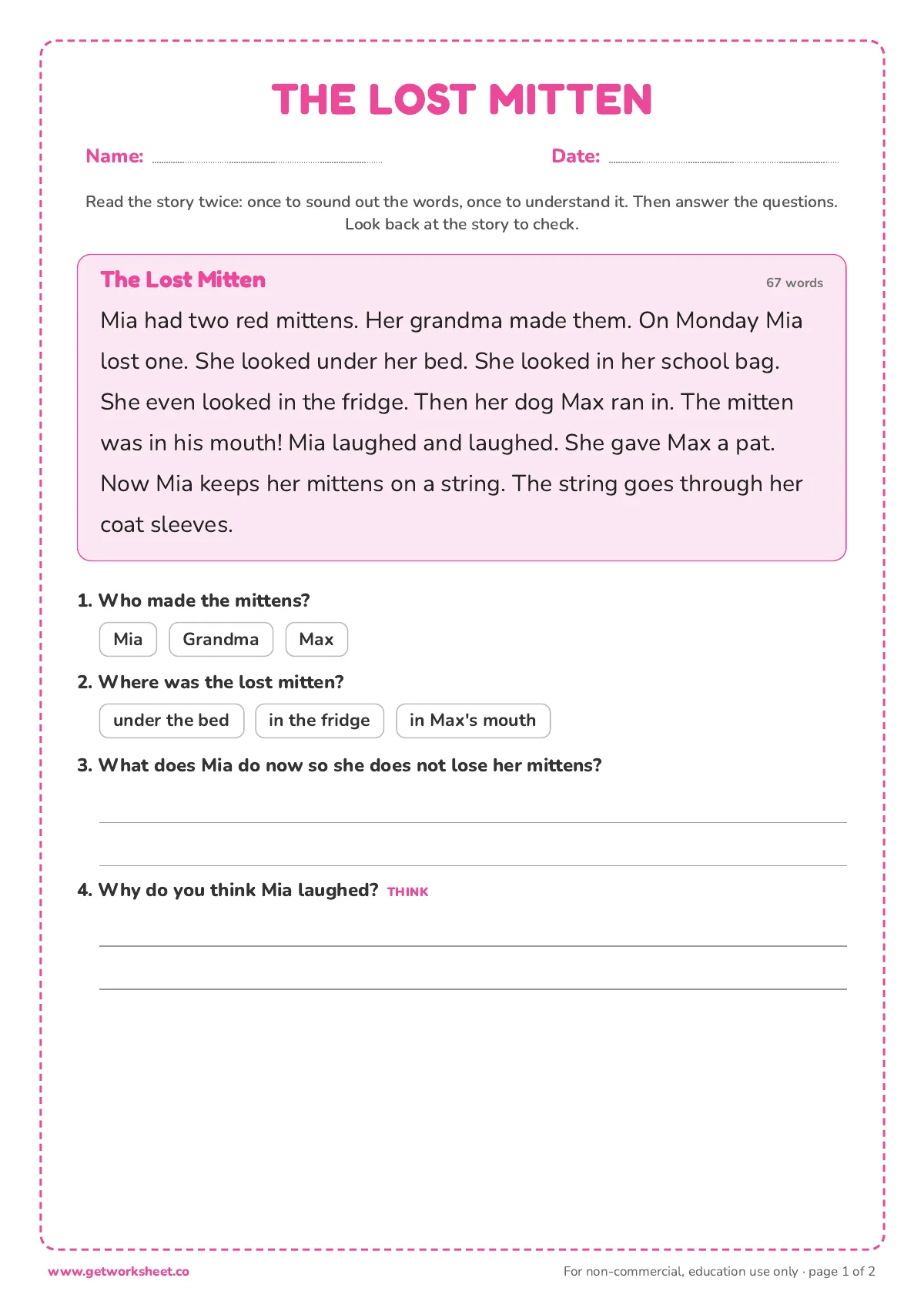 1st Grade Reading Comprehension Worksheets: 8 Free PDFs