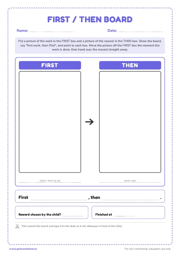 Free First-Then board printables – free printable worksheets preview