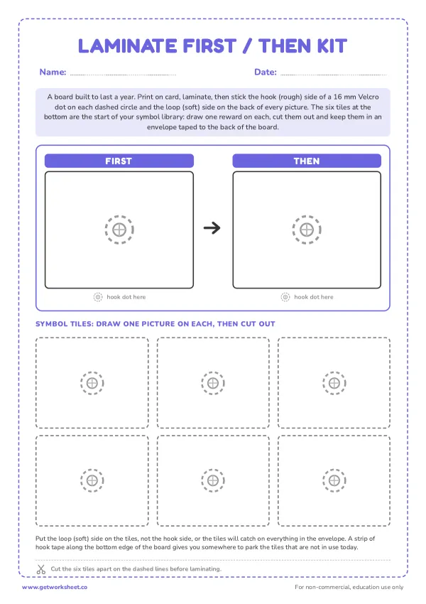 Laminate-and-reuse First-Then kit, page 1 preview