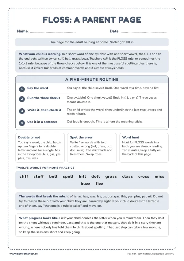FLOSS rule: the parent page, page 1 preview