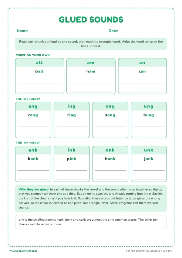 Free glued sounds worksheets – free printable worksheets preview