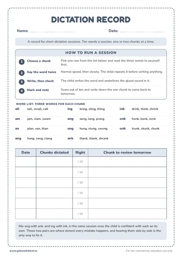 Glued sound dictation record, page 1 preview