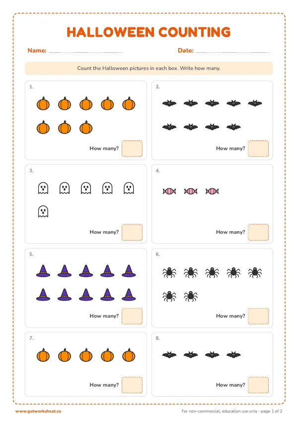 Free Halloween math worksheets – free printable worksheets preview