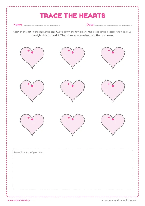 Free heart tracing worksheets – free printable worksheets preview
