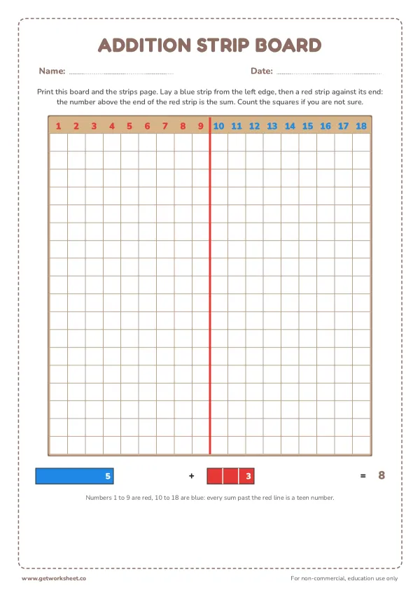 Free Montessori addition strip board worksheets – free printable worksheets preview