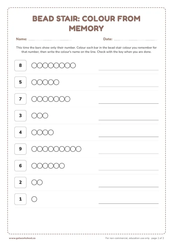Bead stair: colour from memory, page 1 preview