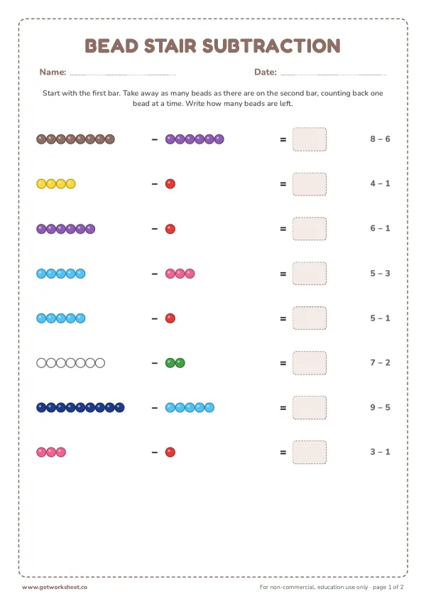 Bead stair subtraction, page 1 preview