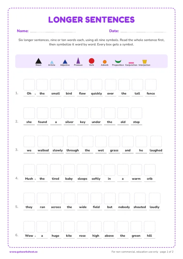 Six longer sentences to symbolize, page 1 preview