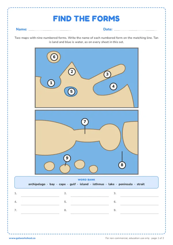 Find the forms on a map, page 1 preview