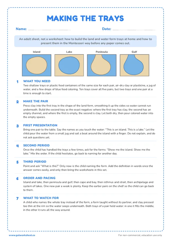 Making the land and water form trays, page 1 preview