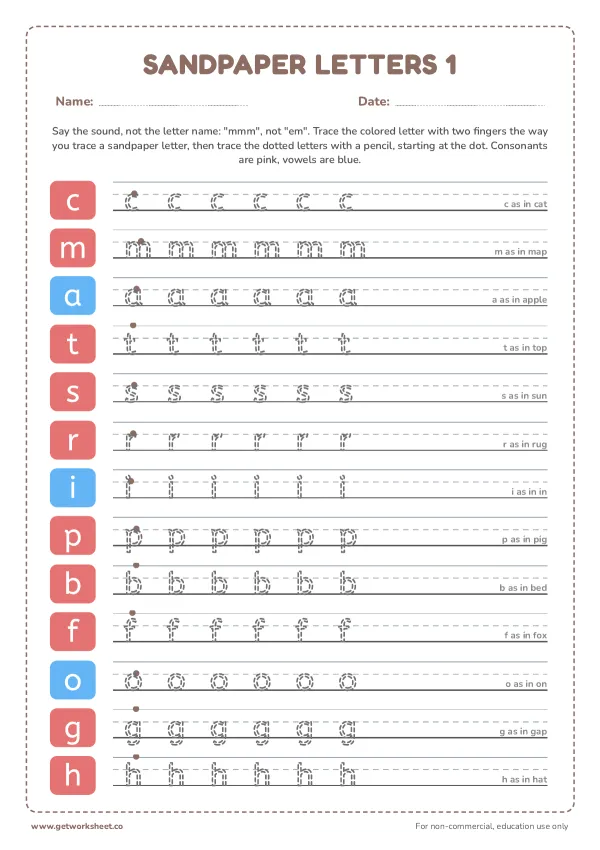 Free Montessori language worksheets – free printable worksheets preview
