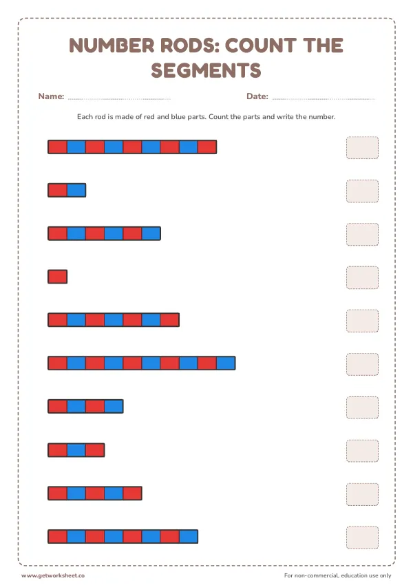 Number rods worksheet preview