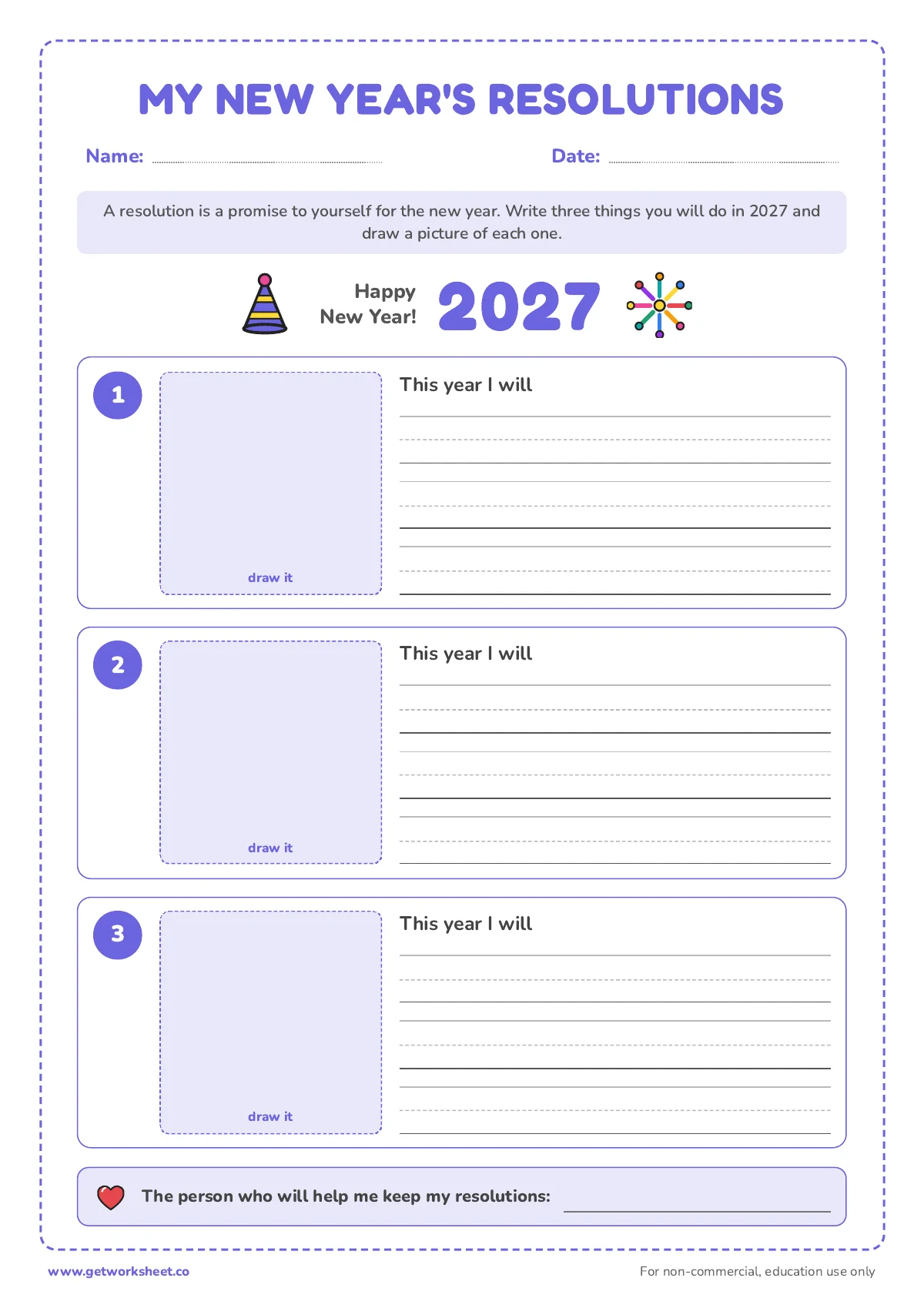 New Year's Resolution Worksheets for Kids: 6 Free PDFs
