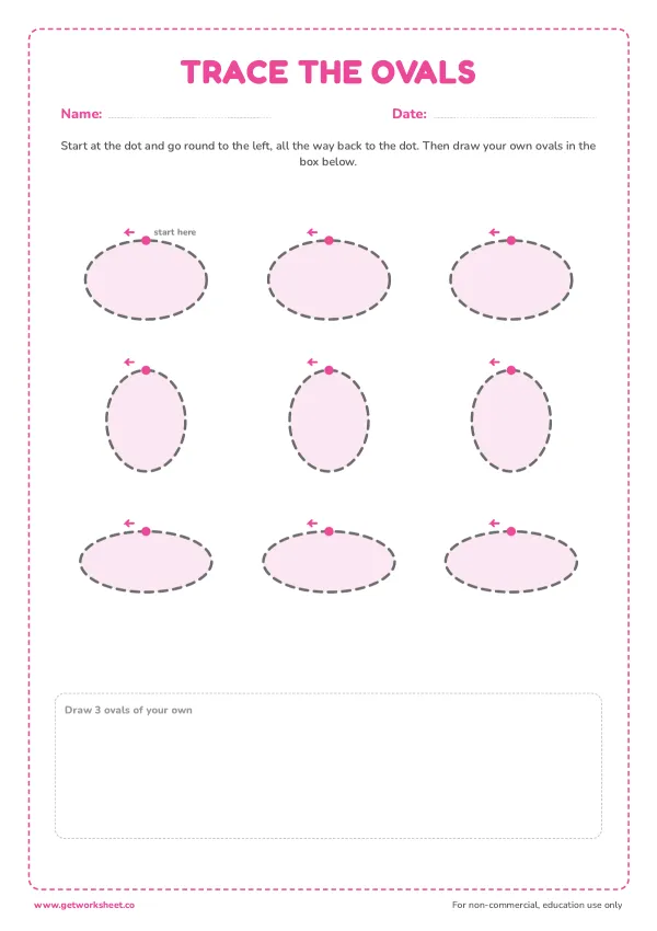 Free oval tracing worksheets – free printable worksheets preview
