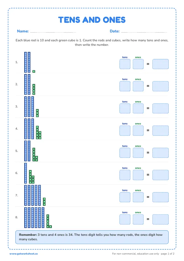 Free place value worksheets worksheet, first page