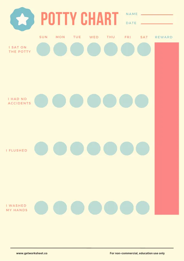 Free potty training chart printables – free printable worksheets preview