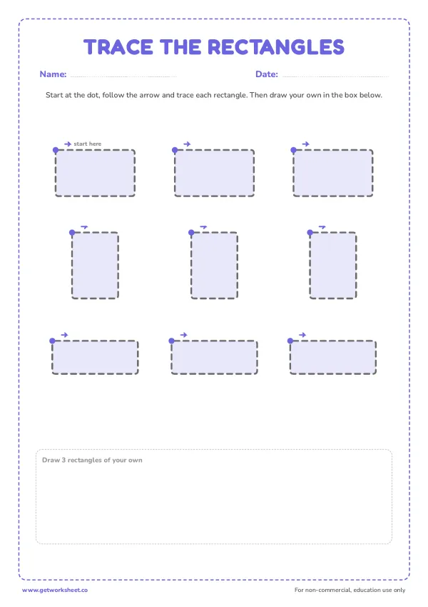 Free rectangle tracing worksheets – free printable worksheets preview