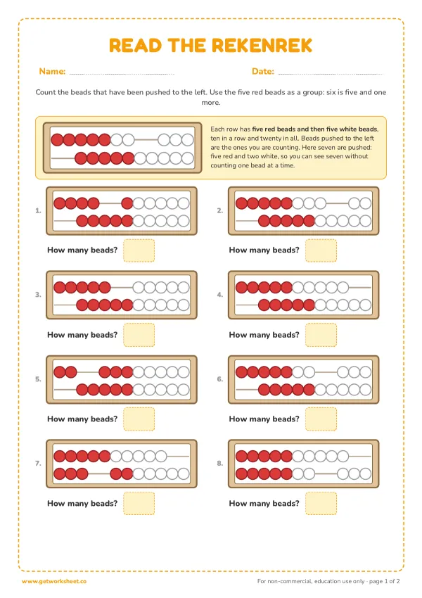 Free rekenrek worksheets – free printable worksheets preview