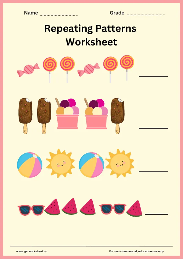 Free repeating patterns worksheets – free printable worksheets preview