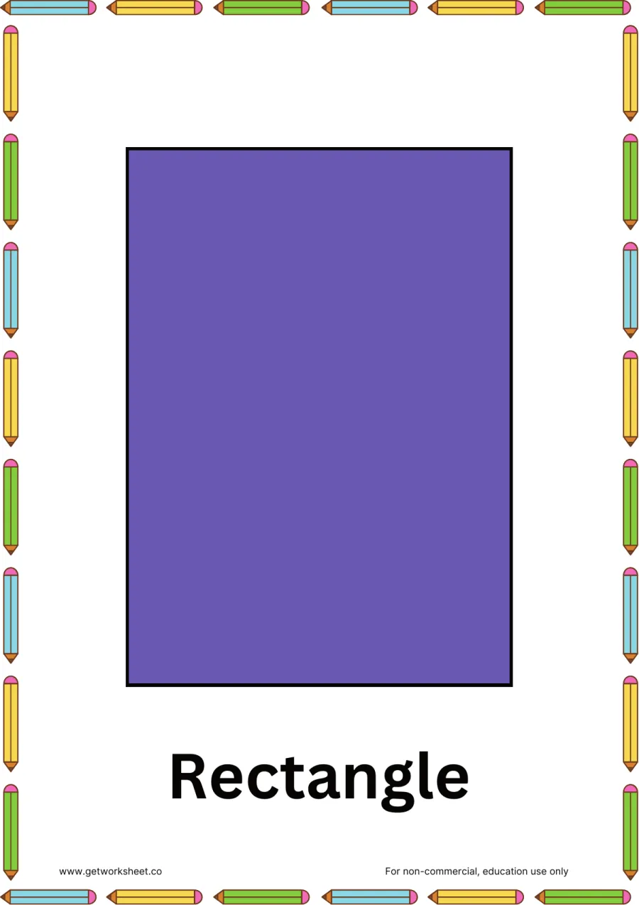 Rectangle flashcard Rectangle flashcard – free printable PDF worksheet, page 1 preview (Free shapes flashcards)