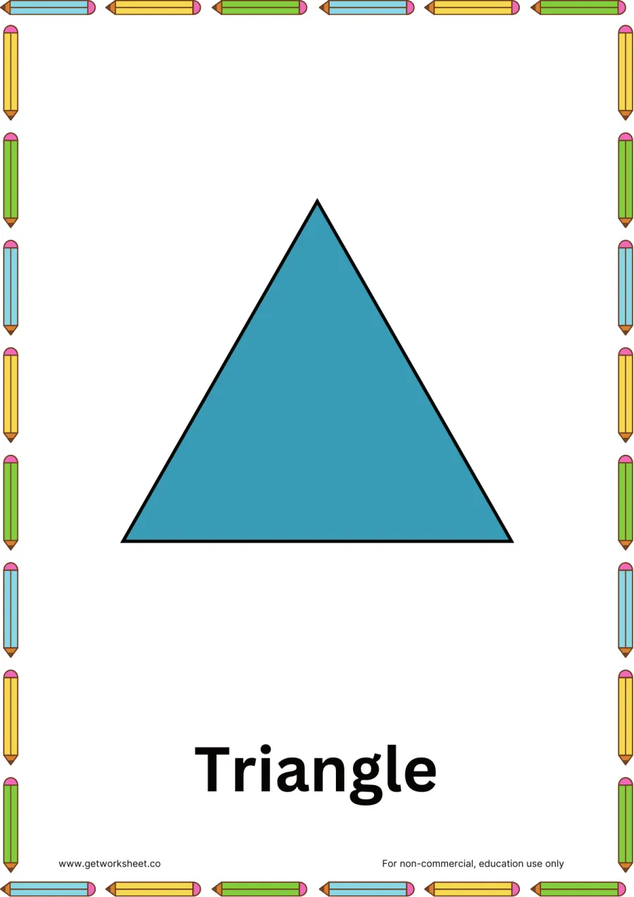 Triangle flashcard Triangle flashcard – free printable PDF worksheet, page 1 preview (Free shapes flashcards)