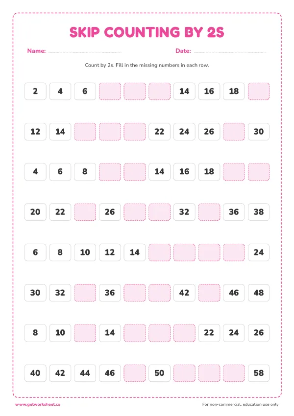 Free skip counting worksheets – free printable worksheets preview