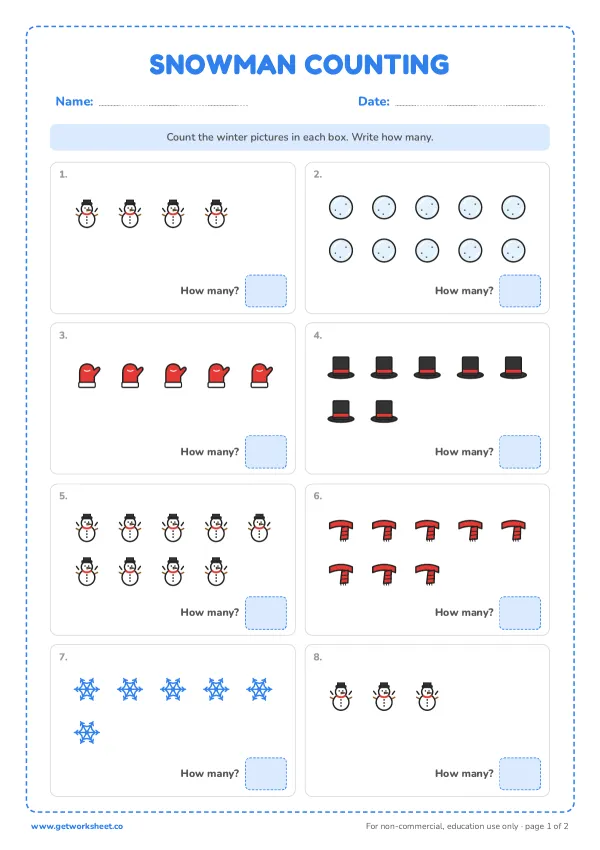 Free snowman worksheets – free printable worksheets preview