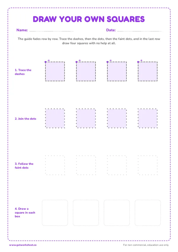 Draw your own squares (fading guide), page 1 preview