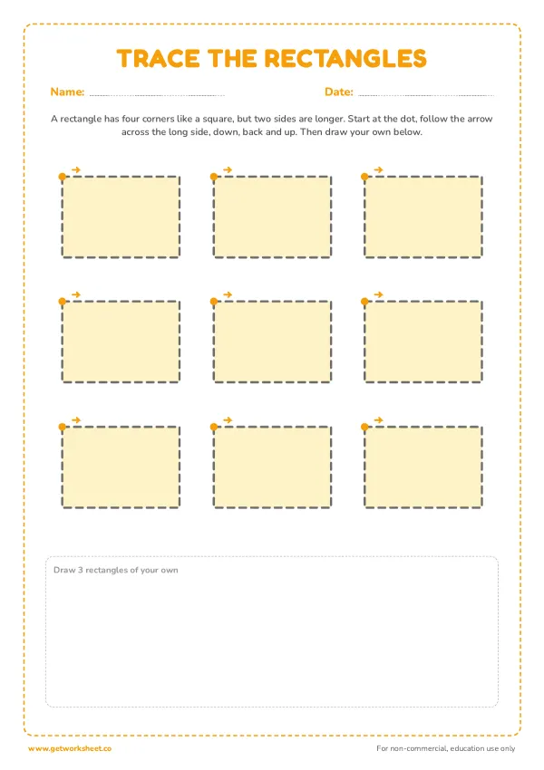 Trace 9 rectangles: the long square, page 1 preview