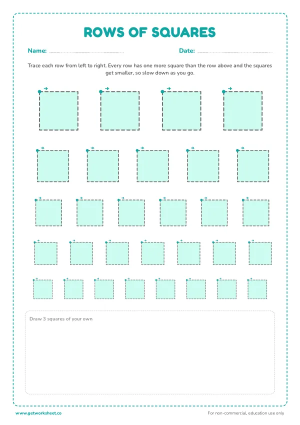 Rows of squares: 4 to 8 a row, page 1 preview