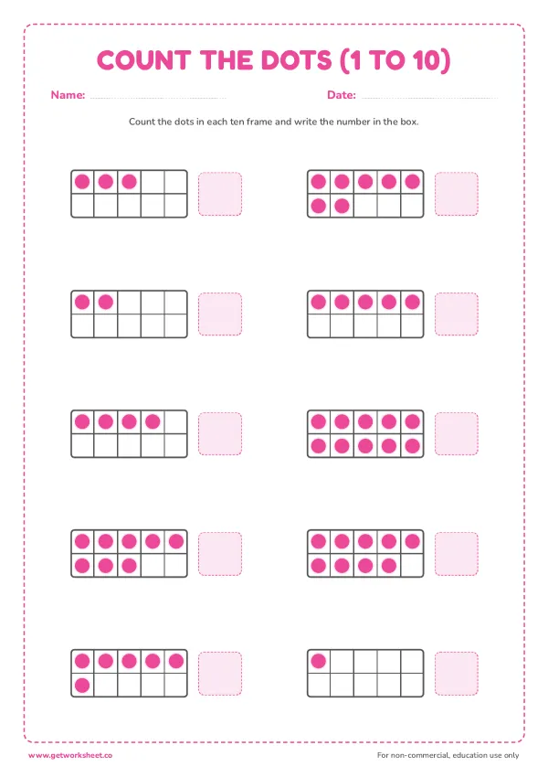 Free ten frame worksheets – free printable worksheets preview