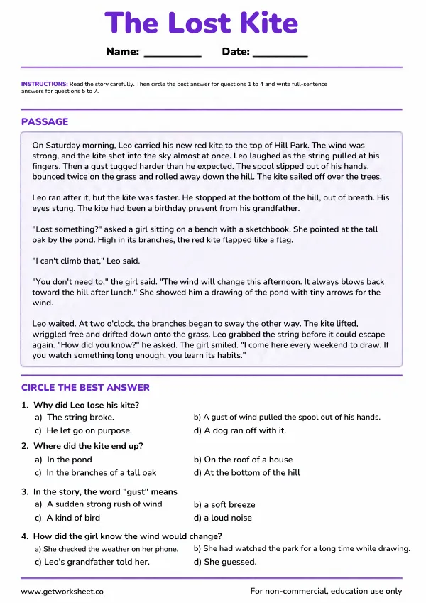 Free third grade reading comprehension worksheets – free printable worksheets preview