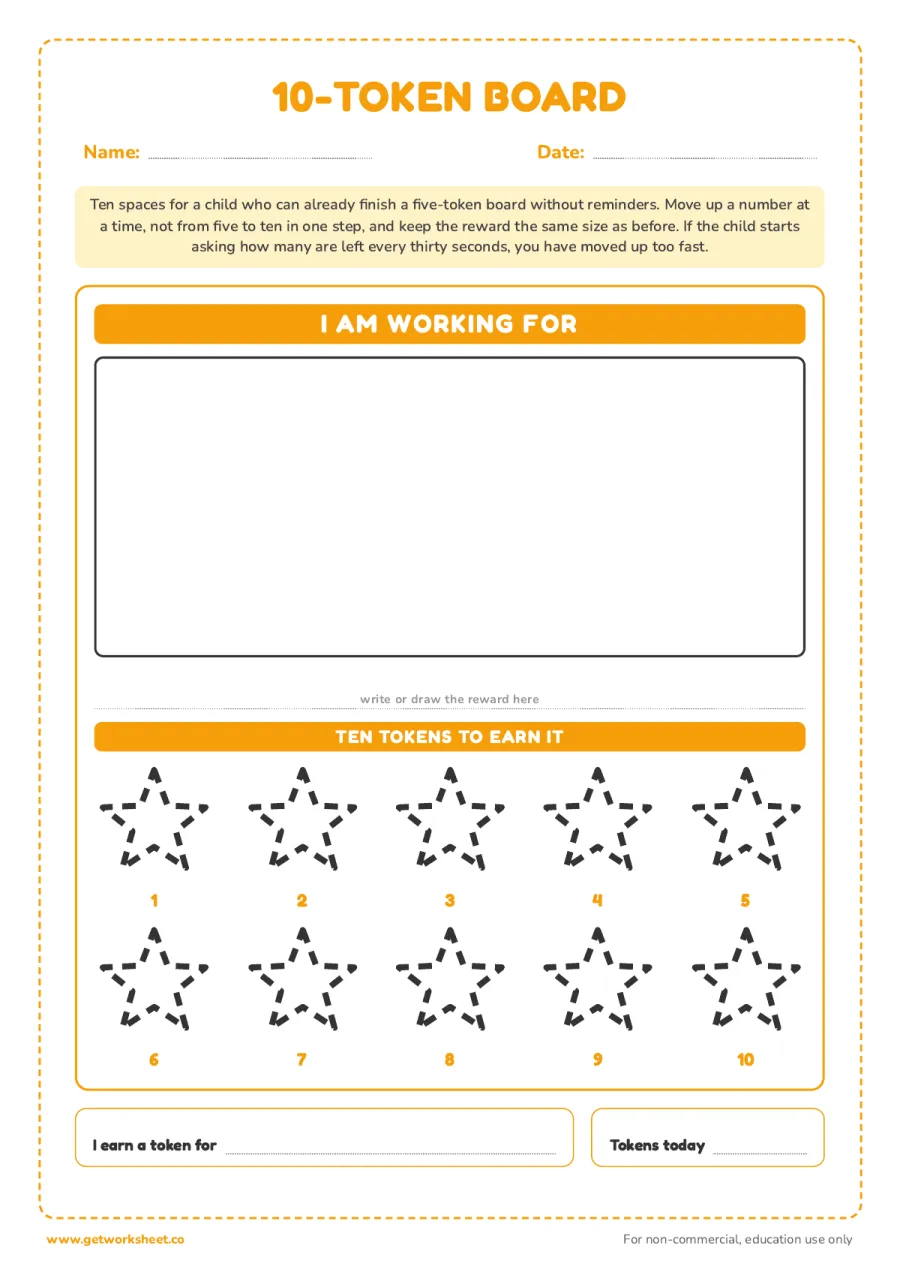 10-token board 10-token board – free printable PDF worksheet, page 1 preview (7 free token board printables)