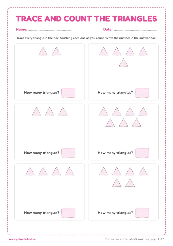 Trace and count the triangles (2 to 7), page 1 preview