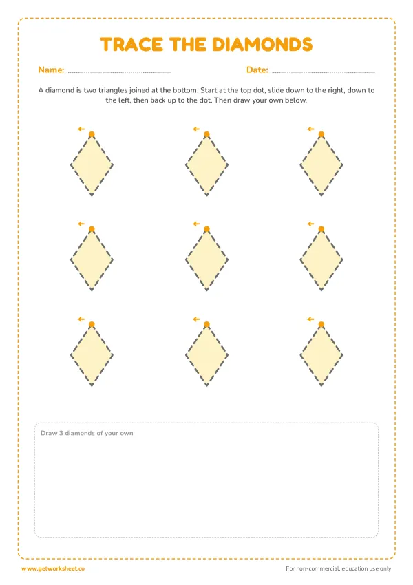 Trace 9 diamonds: two triangles together, page 1 preview