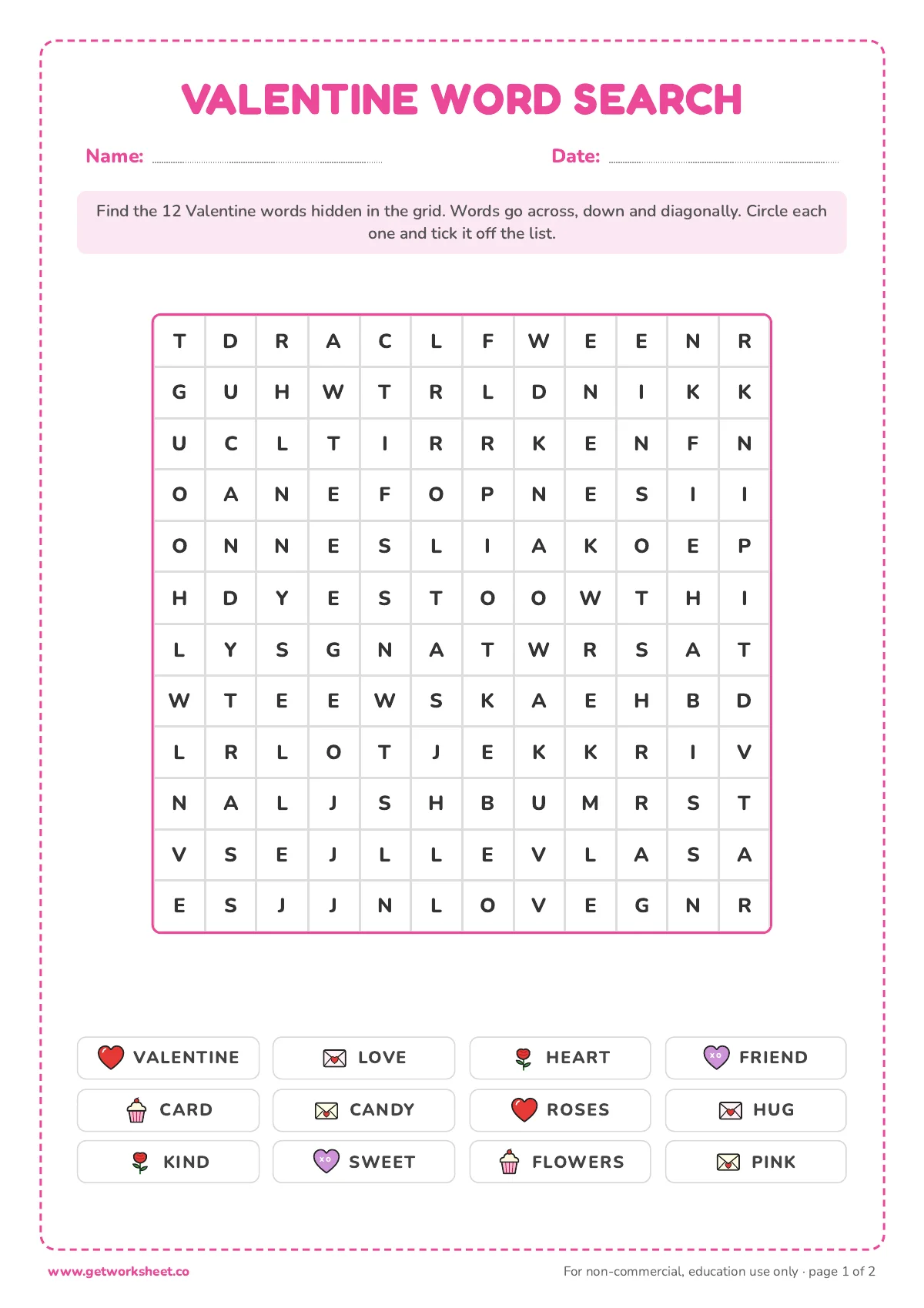 Valendnee Valentine's Day Worksheets: 6 Free PDFs for K to Grade 3