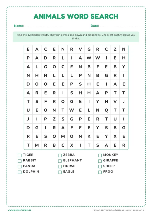 Free word search printables – free printable worksheets preview